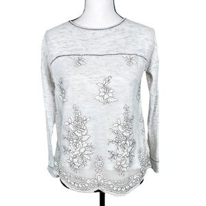 Altar’d State Gray Embroidered Floral Lace Top
